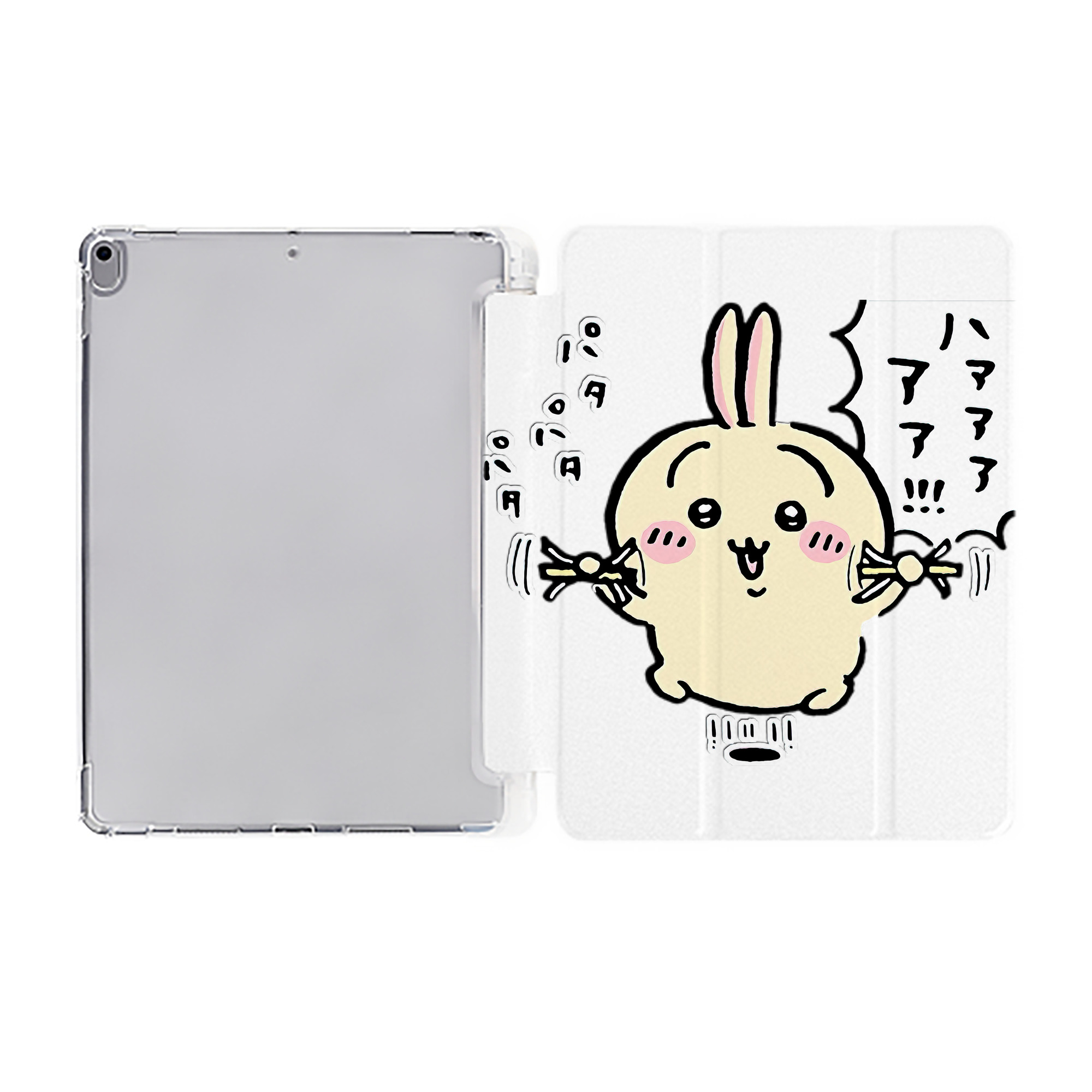 （画像用） ちいかわ うさぎ Chii-kawa usagi IPad ケース ペン収納付き 三つ折りスタンド PUレザー×シリコン 対応機種9.5/10.5/10.9インチ